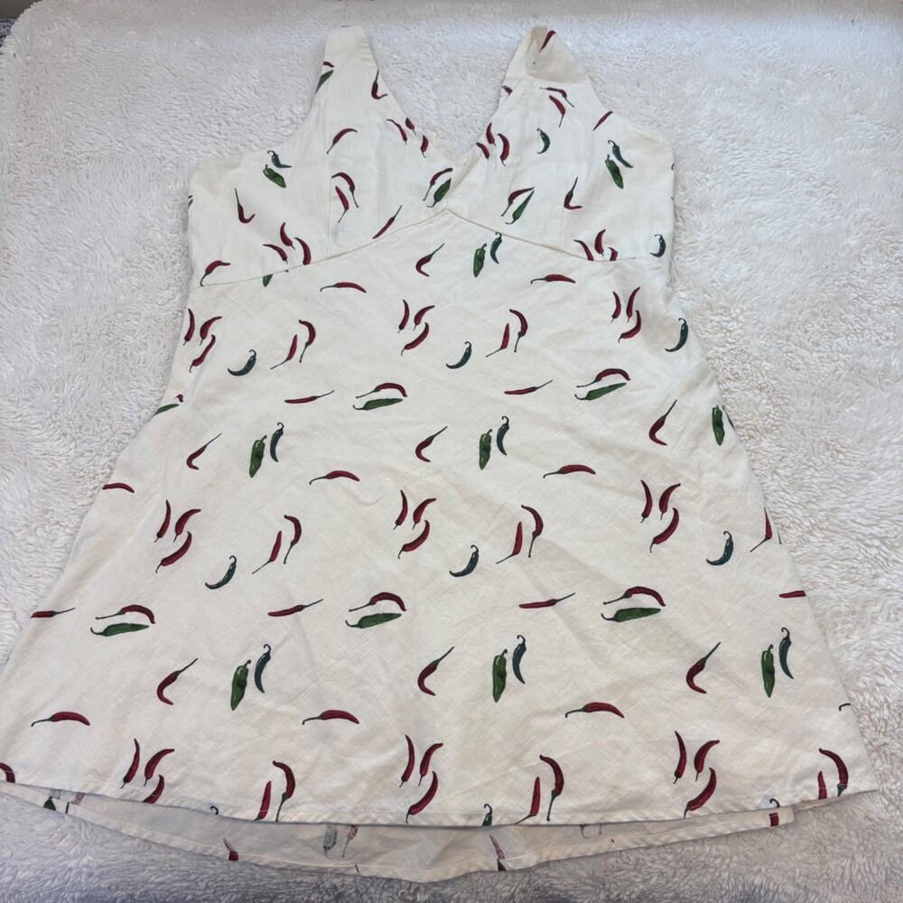 Abercrombie & Fitch Womens XL Linen VNeck Mini Jalapeño Dress Summer Tomato Soft
